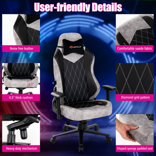 Goplus 360° Swivel Height Adjustable Computer Gamer Chair with Adjustable Lumbar Support