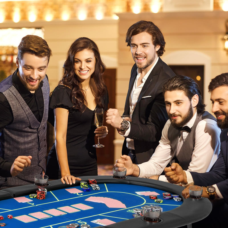 Load image into Gallery viewer, Goplus 72 x 36 x 30.5 Inch Foldable Poker Table with 8 Cup Holders