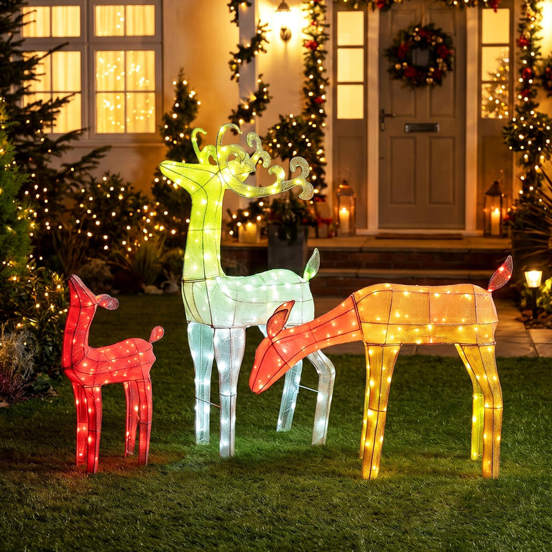 Load image into Gallery viewer, Goplus 3-Piece Christmas Deer Family Set with RGB Lights & APP Control