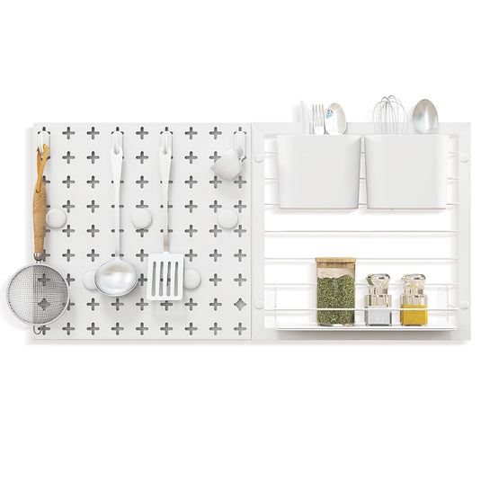 Goplus Peg Board, Metal Pegboard Kit with 2 Pegboard Panels