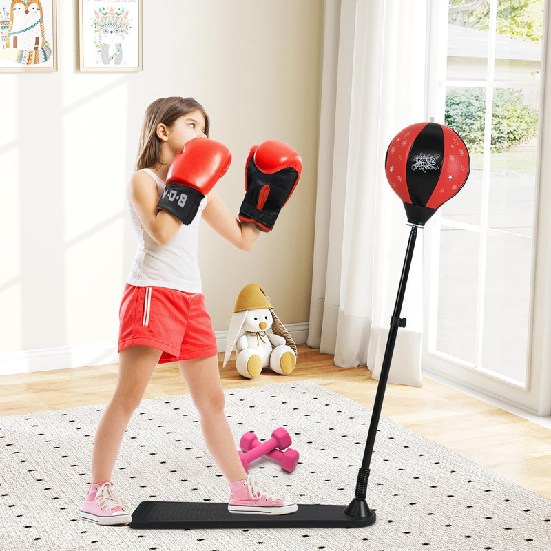 Load image into Gallery viewer, Goplus Height Adjustable Punching Bag Stand with Boxing Gloves for Teens Children