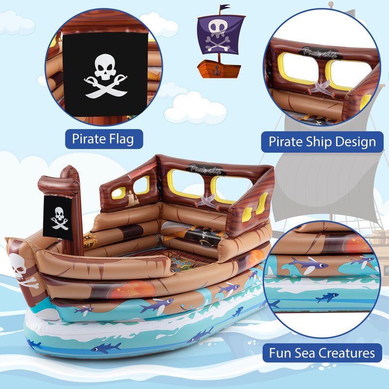 Load image into Gallery viewer, Goplus Inflatable Pirate Ship, Blow up Playscape with Built in Motor
