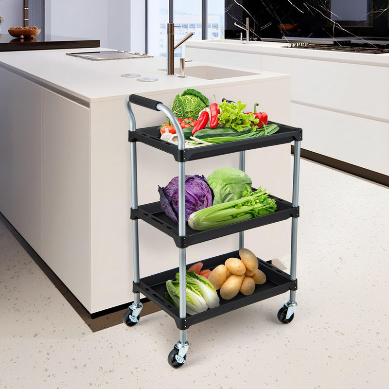 Load image into Gallery viewer, Goplus 3-Tier Rolling Tool Cart, Mobile Service Cart with Universal Lockable Wheels, Sponged Handle