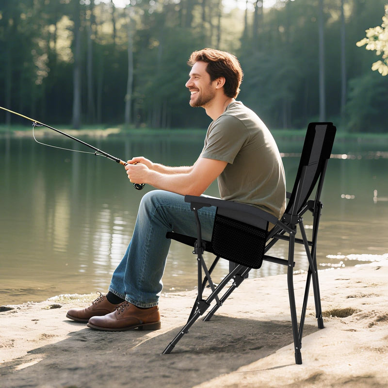 Load image into Gallery viewer, Goplus 350 LBS Portable Lawn Chair for Adults with Padded Armrests and Cup Holder