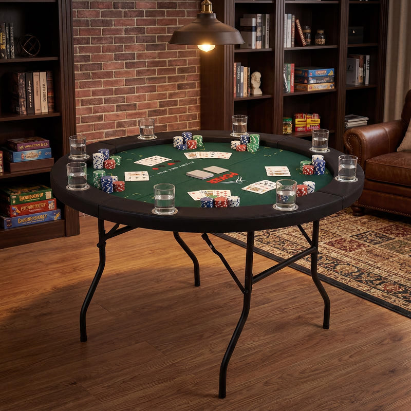 Load image into Gallery viewer, Goplus 48" 8 Player Round Casino Leisure Texas Holdem Game Table with Metal Legs