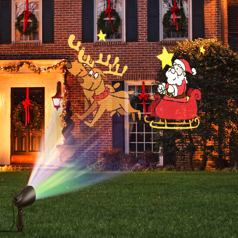 Load image into Gallery viewer, Goplus Christmas Projector Lights Outdoor | LED Santa Claus on Sleigh Projection Lamp