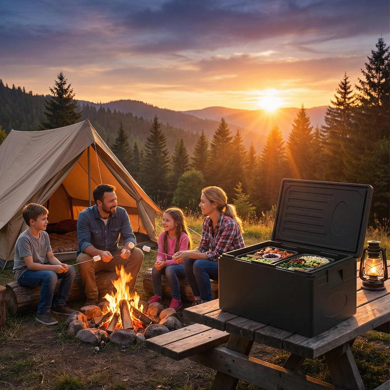 Load image into Gallery viewer, Goplus 49 Qt Top Load Stackable Hot Box w/Built-in Handles for Camping Catering Buffet