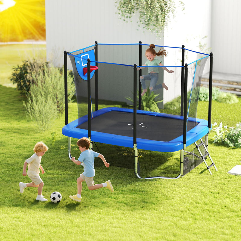 Load image into Gallery viewer, Goplus 10 x 8 FT Heavy-Duty Toddler Trampoline with Basketball Hoop Soccer Goal Non-Slip Ladder