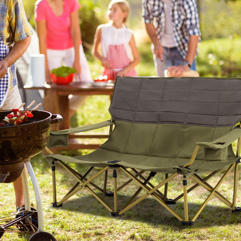 Load image into Gallery viewer, Goplus Double Camping Chair for Adults, Outdoor Folding Loveseat Camping Couch Chair(2-Person Seat)