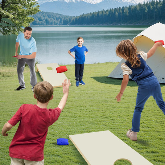 Goplus Solid Wood Corn Hole Game Board Includes 8 Bean Bags