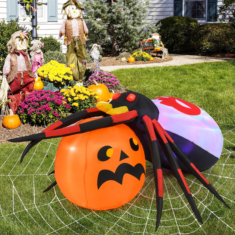 Load image into Gallery viewer, Goplus 5 FT Halloween Inflatable Spider with Pumpkin, LED Lighted Halloween Decoration