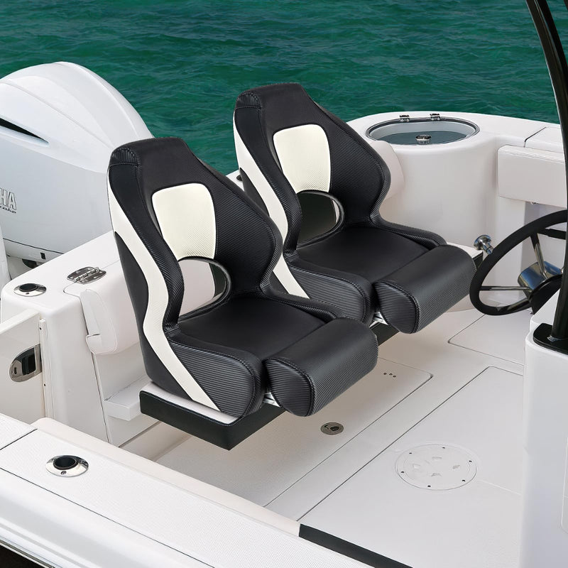 Load image into Gallery viewer, Goplus Sports Flip Up Boat Seat, Captain Bucket Seat w/Thick Sponge Bolster & Waterproof PVC Leather Upholstery