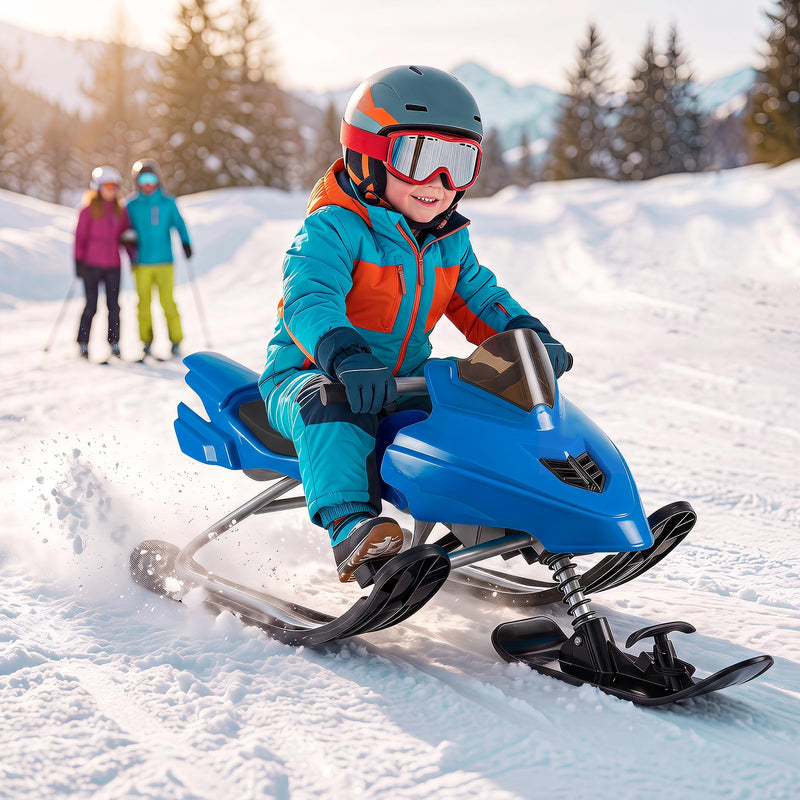 Load image into Gallery viewer, Goplus Snow Racer Sled with Brakes Steering Handle and Tow Ropes