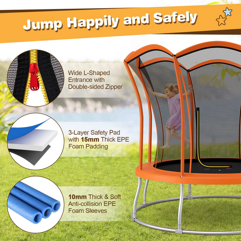 Load image into Gallery viewer, Goplus 8FT/ 10FT Outdoor Trampoline, ASTM Approved Trampoline with Unique Flower Shape