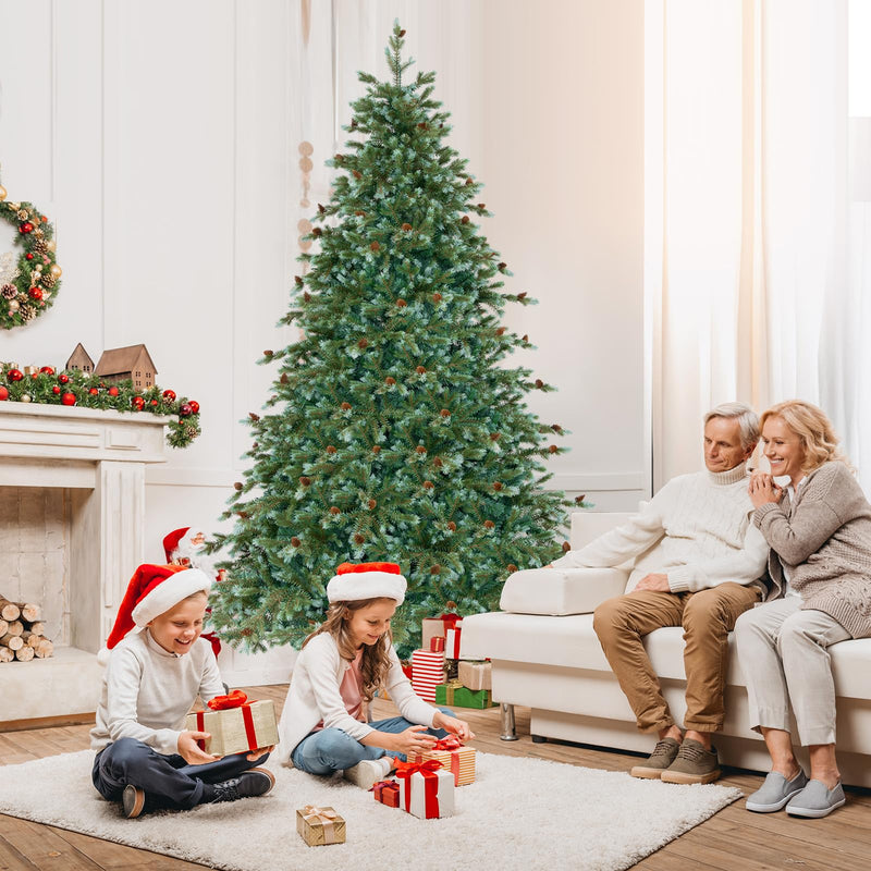 Load image into Gallery viewer, Goplus 7ft Pre-Lit Artificial Christmas Tree, Hinged Full Xmas Pine Tree with 340 Warm White LED Lights