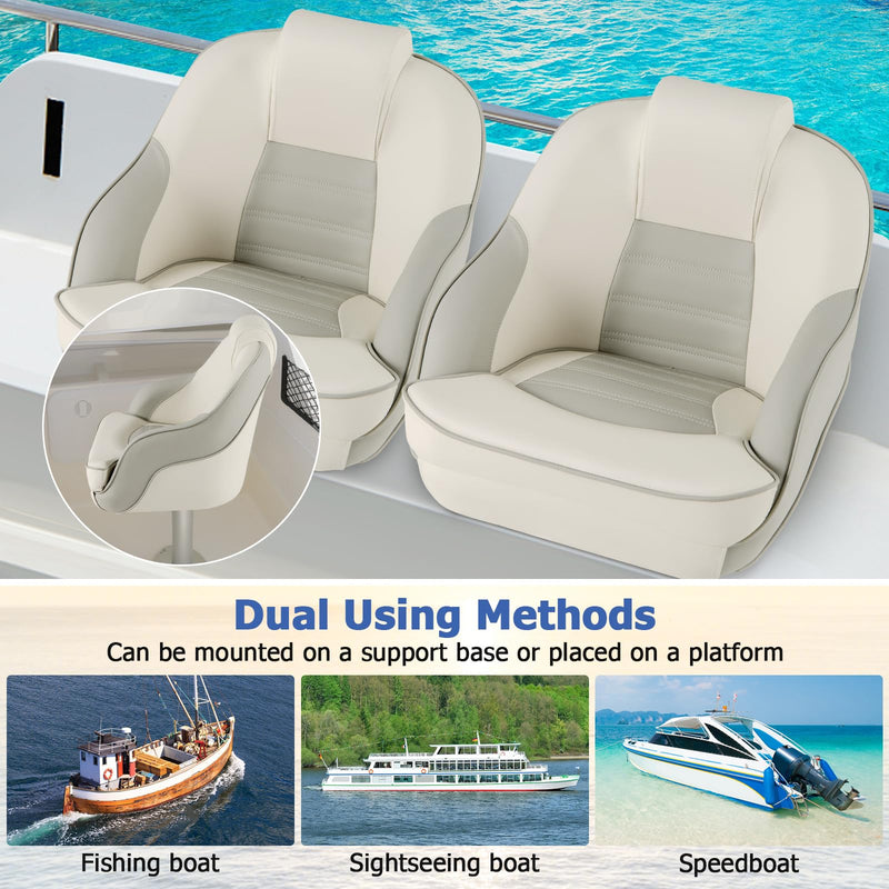 Load image into Gallery viewer, Goplus Captain Bucket Seat, Pontoon Boat Seats w/Waterproof PVC Leather & Thick Sponge Padding