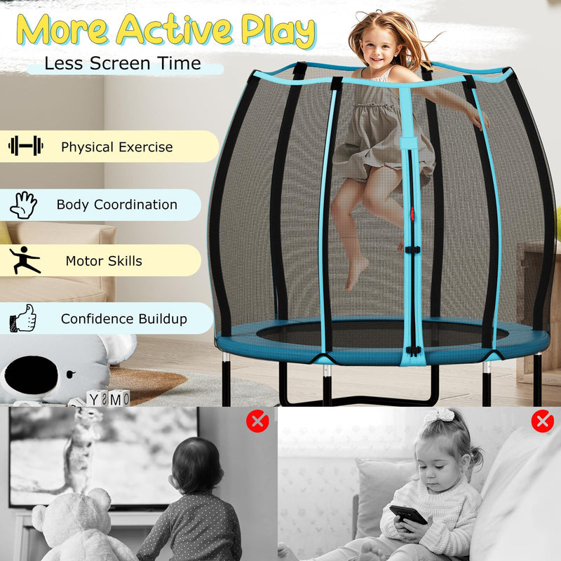 Load image into Gallery viewer, Goplus 55" Trampoline for Kids, ASTM Approved Toddler Mini Trampoline w/Safety Enclosure Net