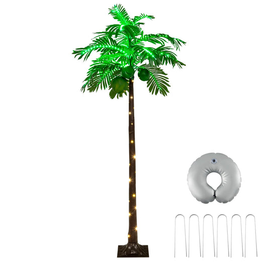 Goplus 6FT Artificial Lighted Palm Tree, Outdoor Light Up Tropical Palm Trees with 309 LED Lights