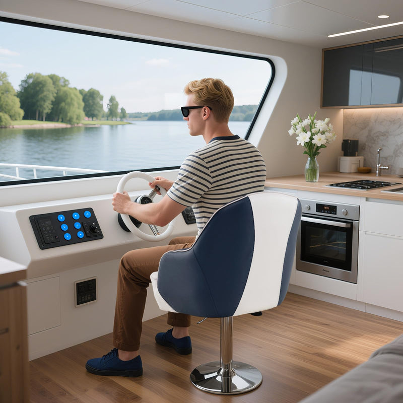 Load image into Gallery viewer, Goplus Pontoon Boat Seat with Thick Cushioned Seat | Ergonomic Cabin Caption Chair