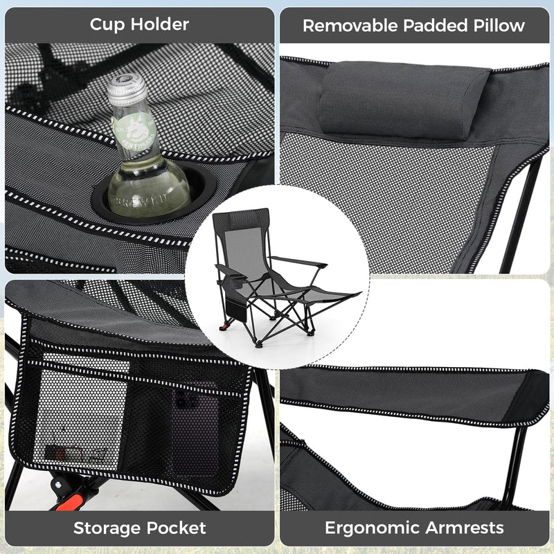 Load image into Gallery viewer, Goplus Folding Beach Chair w/4-position Backrest & Carrying Bag 330LBS Capacity