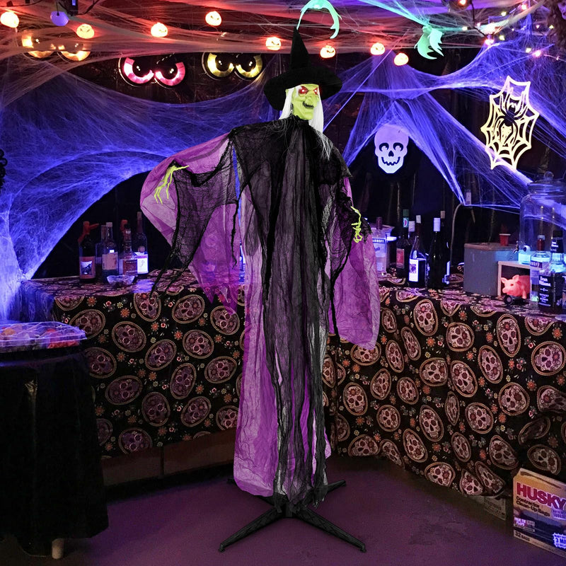 Load image into Gallery viewer, Goplus 7.2 FT Halloween Animatronic Witch, Animated Standing Poseable Figure with Light up Eyes