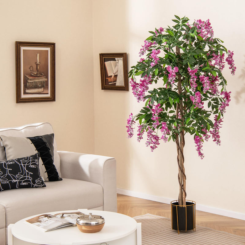 Load image into Gallery viewer, Goplus 5.5FT Faux Wisteria Tree in Nursery Pot with Blooming Flowers