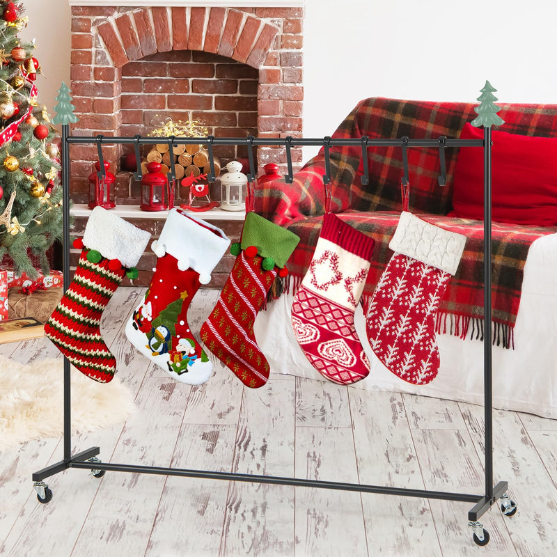 Load image into Gallery viewer, Goplus 10-Hook Christmas Stocking Holder Stand on Wheels