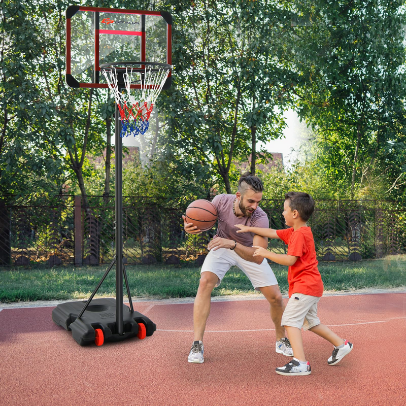 Load image into Gallery viewer, Goplus Height Adjustable 6.3 FT-8.1 FT Basketball Hoop Stand, Basketball Hoop & Goal Set with Wheel, Ball Storage