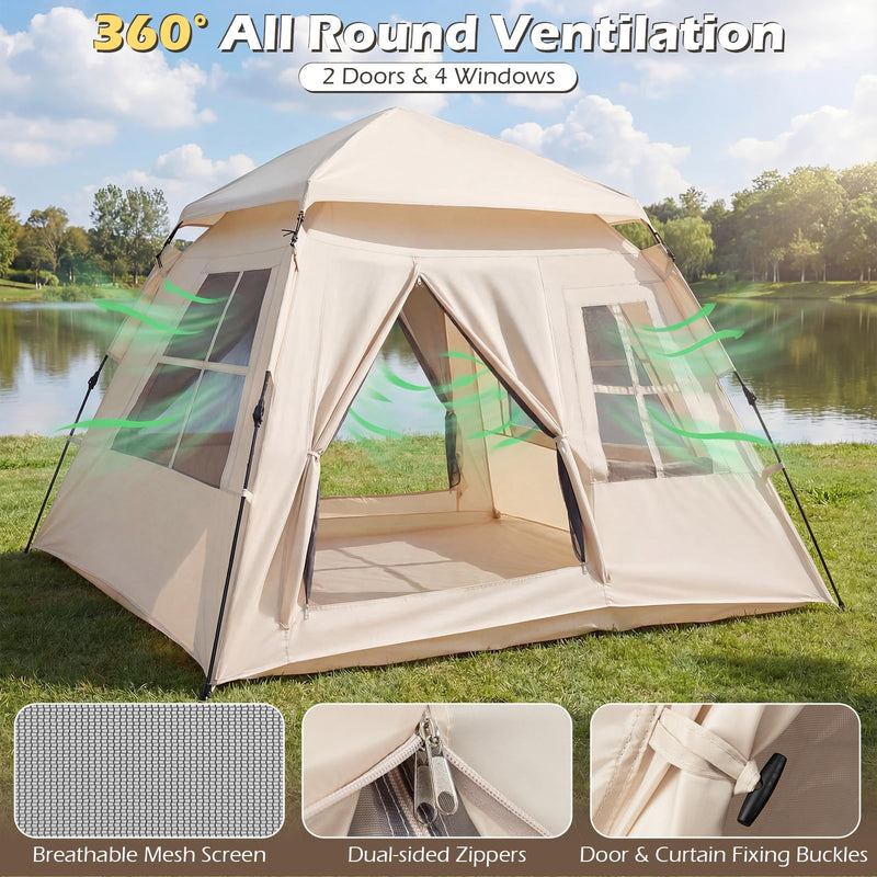 Load image into Gallery viewer, Goplus 4 Person Camping Tent with Rainfly Mesh Windows 2 Doors & Carrying Bag