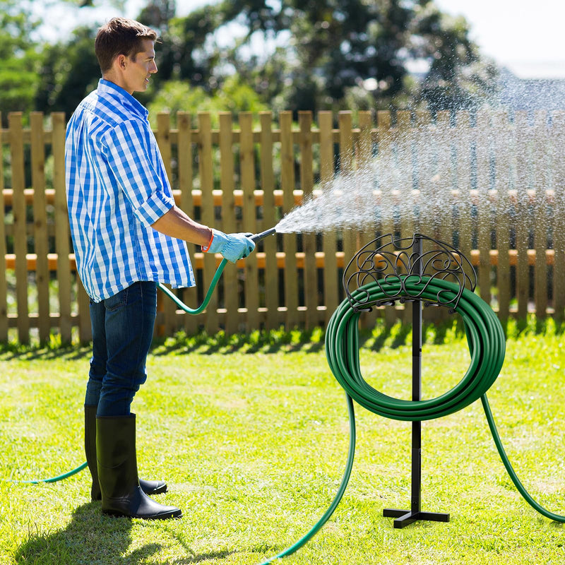Load image into Gallery viewer, Goplus Garden Hose Holder, Detachable Metal Hose Stand Rack with 3 Anchor Points