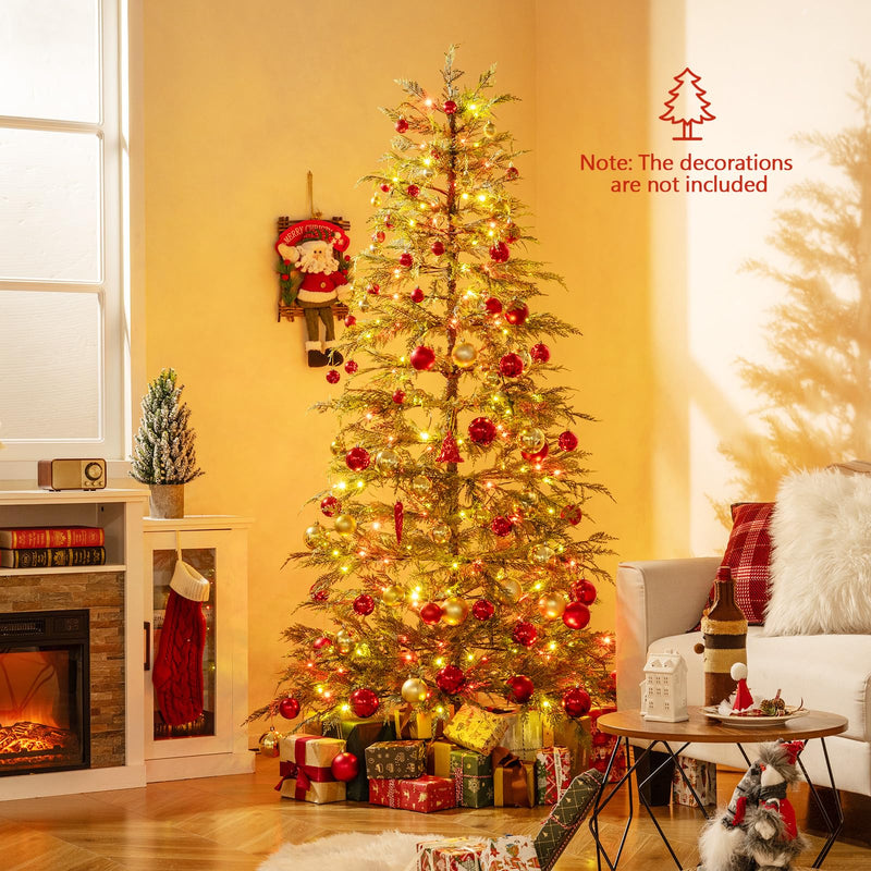 Load image into Gallery viewer, Goplus 6.5FT / 7.5FT Pre-Lit Hinged Sparse Xmas Fir Tree with Multicolored LED Lights