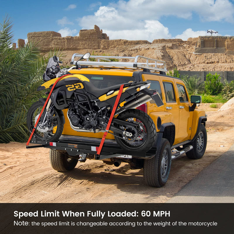 Load image into Gallery viewer, 600 LBS Motorcycle Carrier Dirt Bike Rack Hitch Mount Hauler Heavy Duty with Loading Ramp - GoplusUS