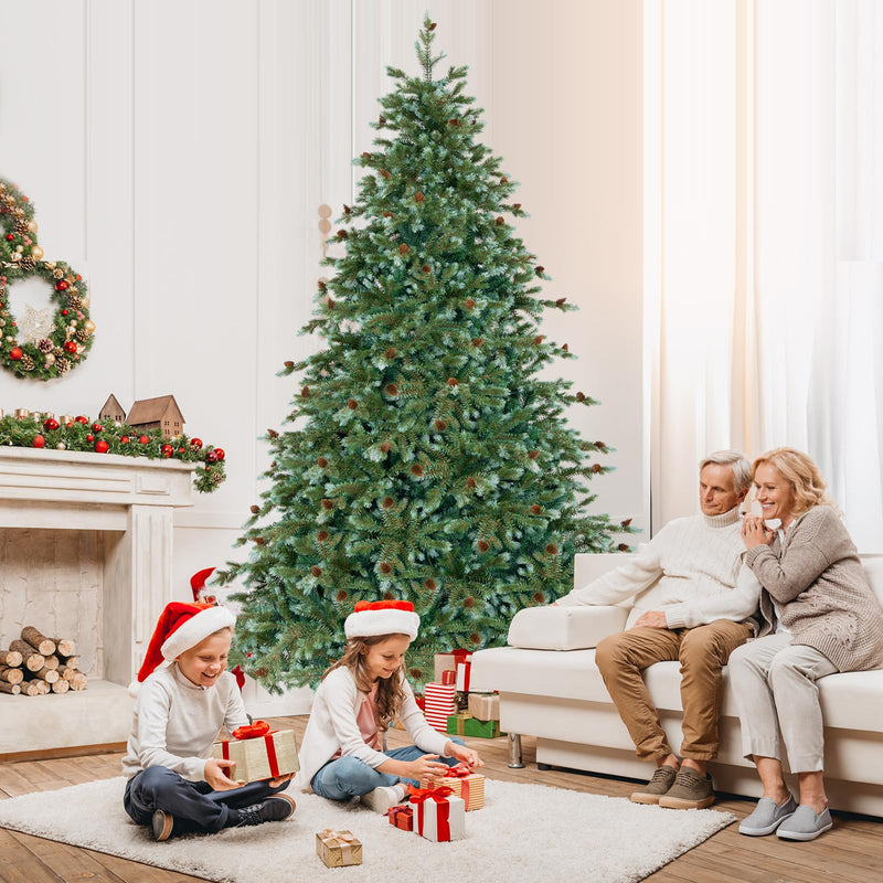 Load image into Gallery viewer, Goplus 8ft Pre-Lit Artificial Christmas Tree with 410 Warm White LED Lights, 8 Modes, 1226 PVC & PE Branch Tips