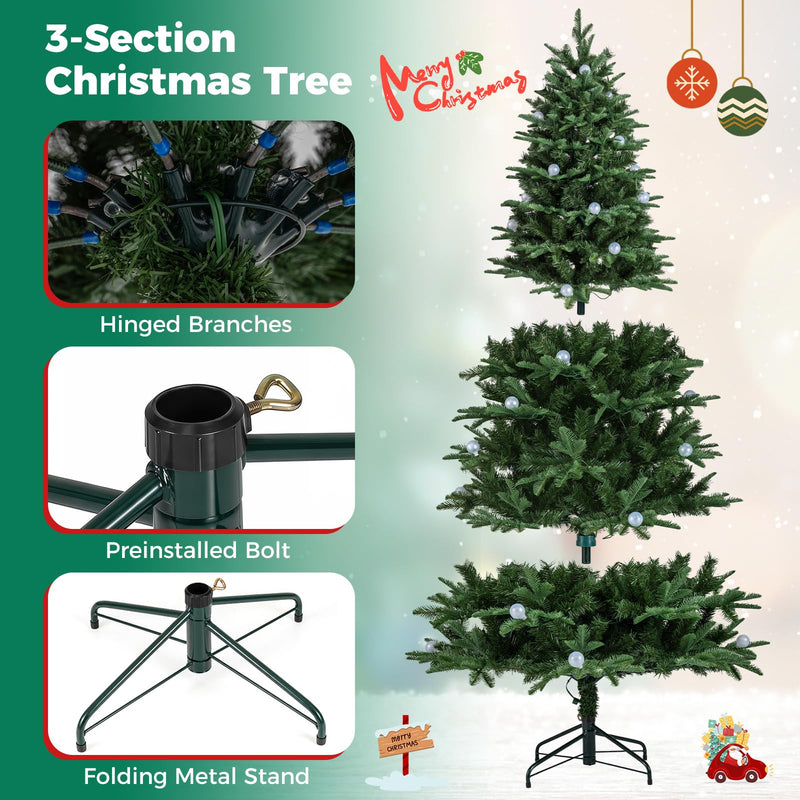 Load image into Gallery viewer, Goplus 7ft/8ft Pre-Lit Artificial Christmas Tree with Quick Power Connector Hinged Xmas Tree Home Holiday Decoration