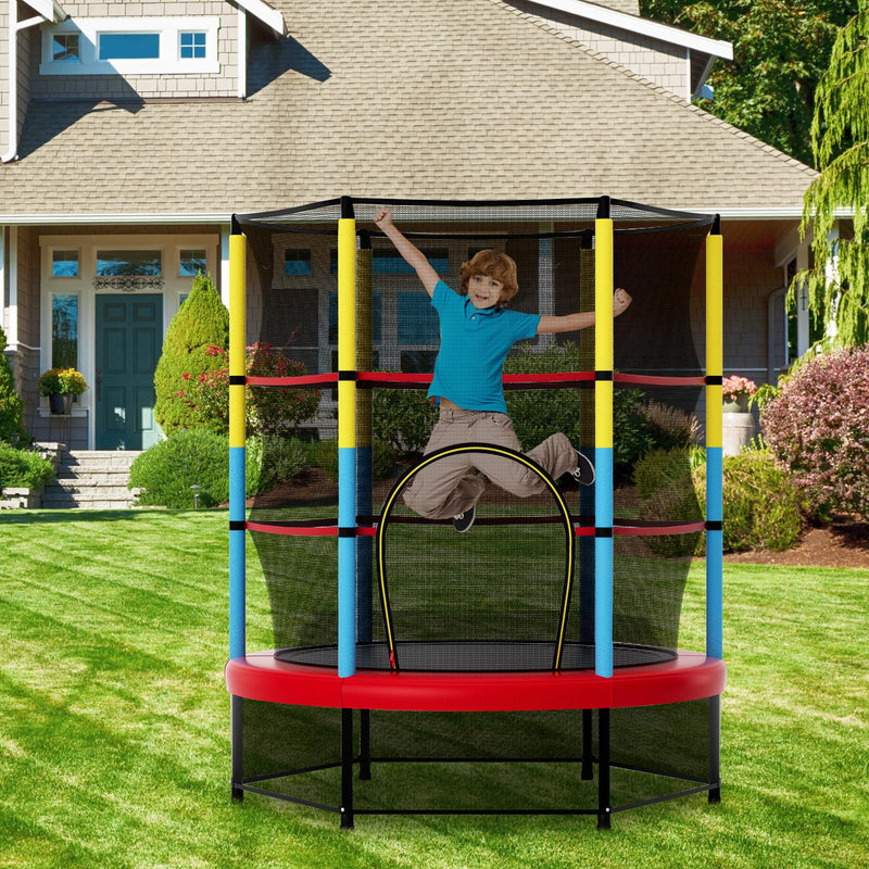Load image into Gallery viewer, Goplus 55” Trampoline for Kids, ASTM Approved Toddler Trampoline with Safety Enclosure Net
