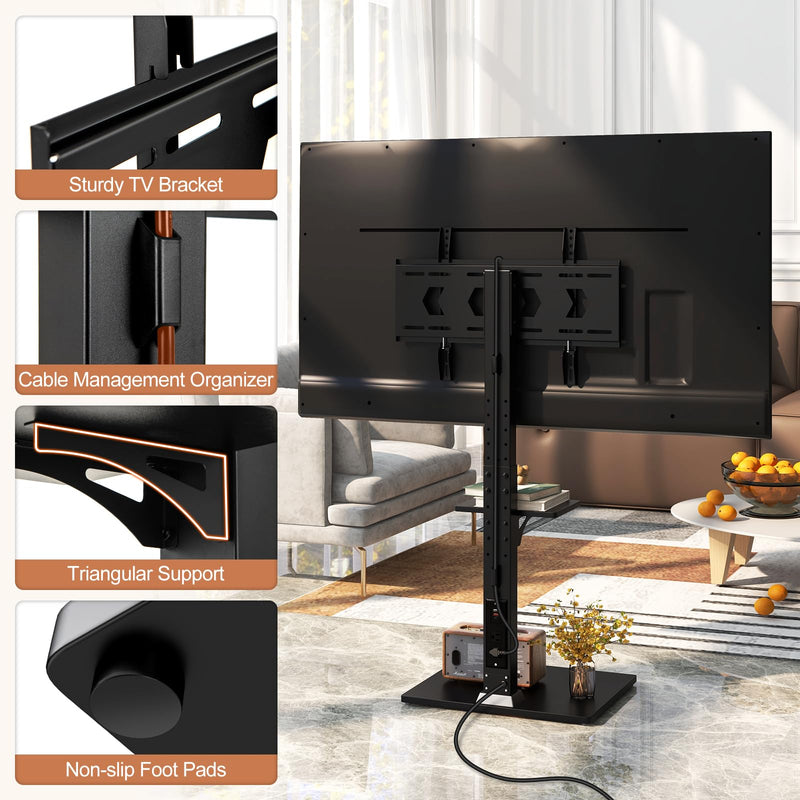 Load image into Gallery viewer, Goplus Floor TV Stand with Power Outlet, Universal TV Stand for 32-70 Inch TVs up to 110 lbs, Tilt & Height Adjustable