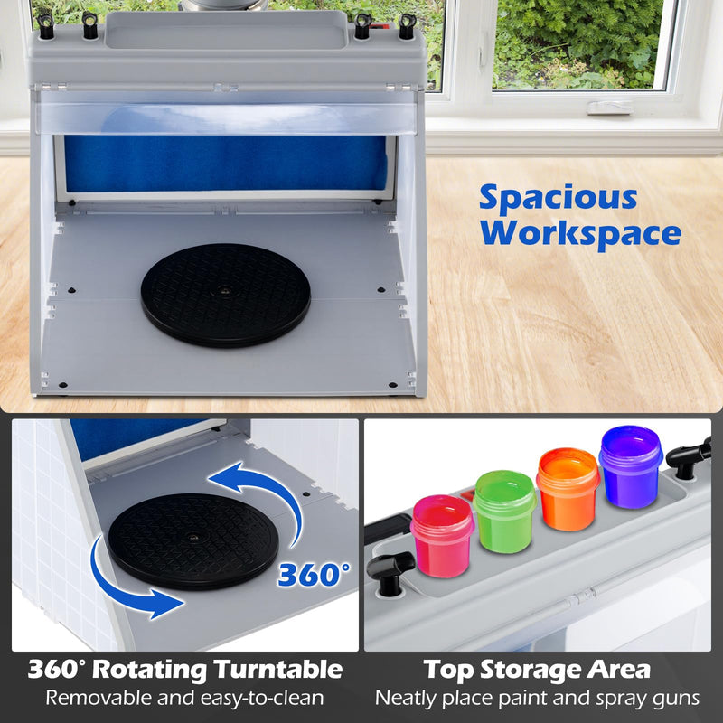 Load image into Gallery viewer, Goplus Portable Airbrush Spray Booth Kit Lighted Painting Station with 3 LED Lights