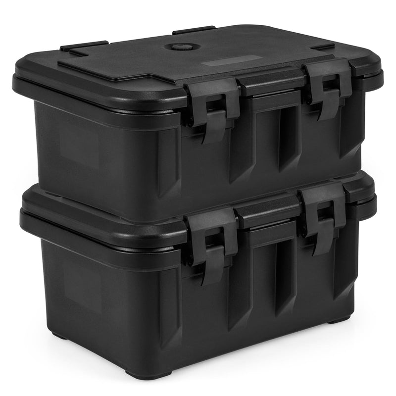 Load image into Gallery viewer, Goplus Insulated Food Pan Container, 31 QT Stackable Hot Box w/ 3 Transparent One-Third Pans with Lids