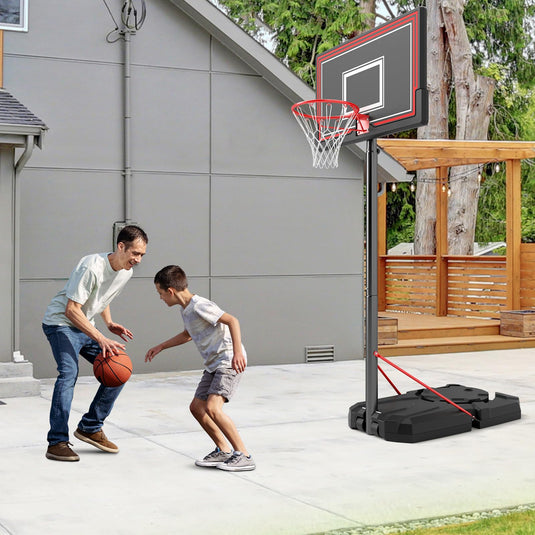 Goplus Portable Basketball Hoop Outdoor, 7.5-10 FT Height Adjustable Basketball Goal System with 44” Shatterproof Backboard