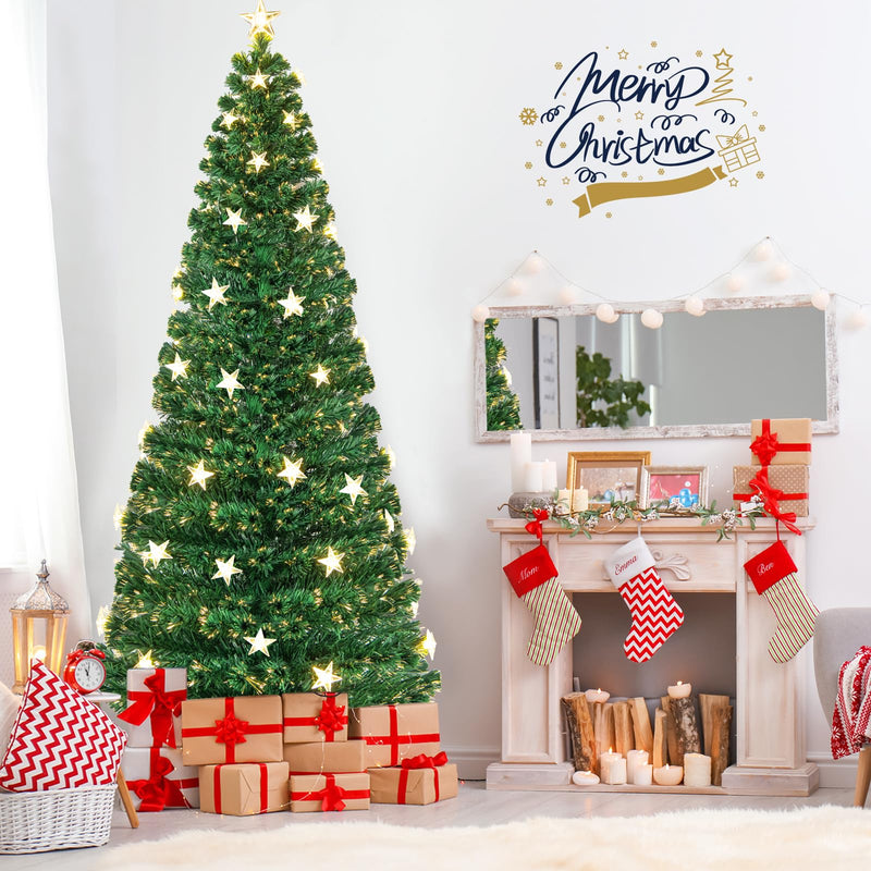 Load image into Gallery viewer, Goplus 7ft Fiber Optic Artificial Christmas Tree Pre-Lit Christmas Tree with 40 Star LED Lights