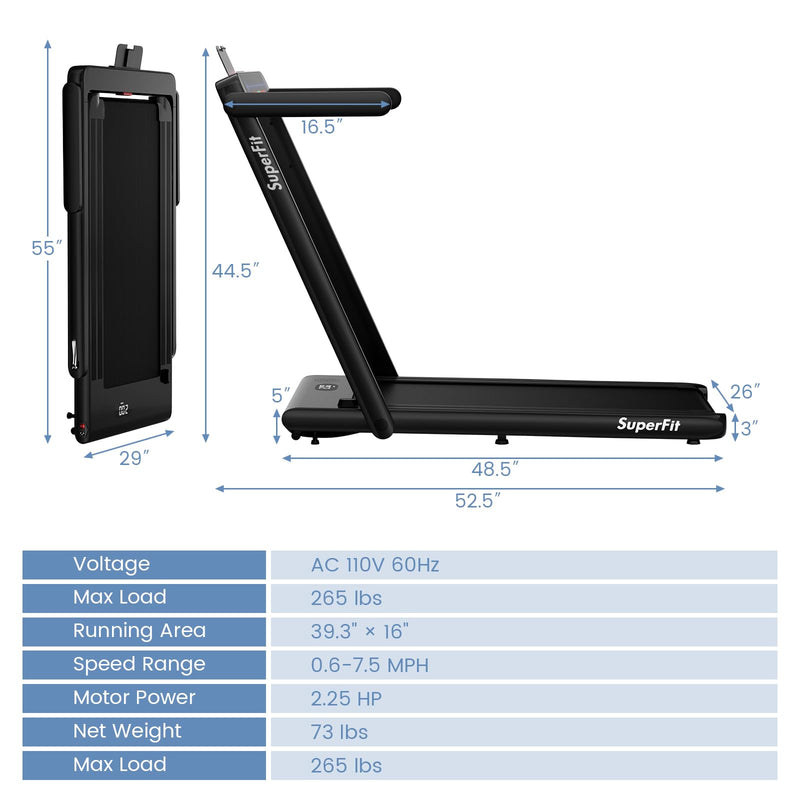 Load image into Gallery viewer, 2.5HP Superfit Folding Treadmill with Touch Panel Control - Goplus