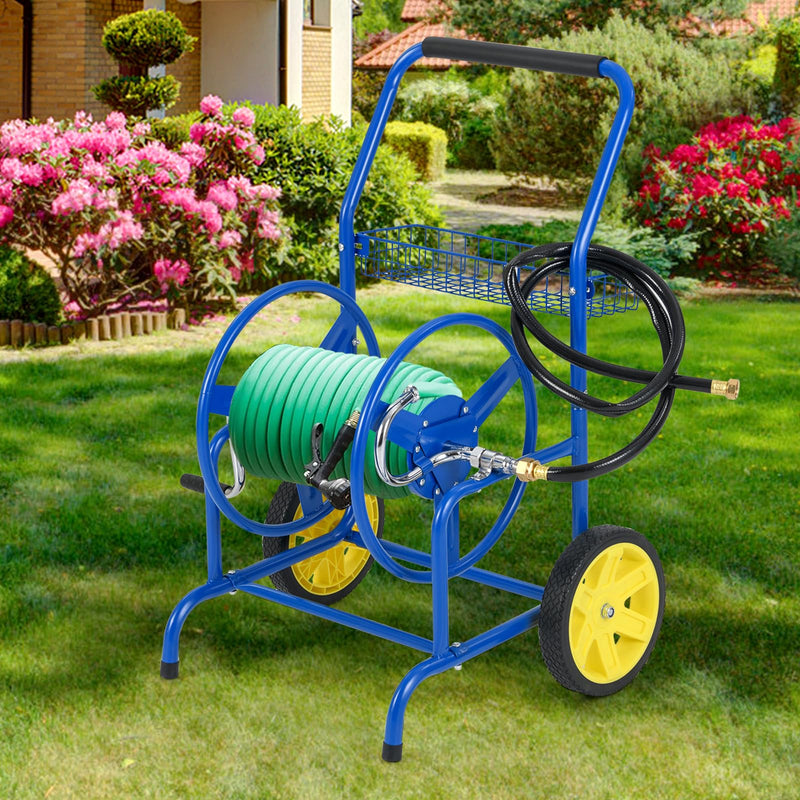 Load image into Gallery viewer, Goplus Heavy-Duty Metal Hose Cart w/2 Wheels & Storage Basket | 230 FT of 5/8" Large Capacity