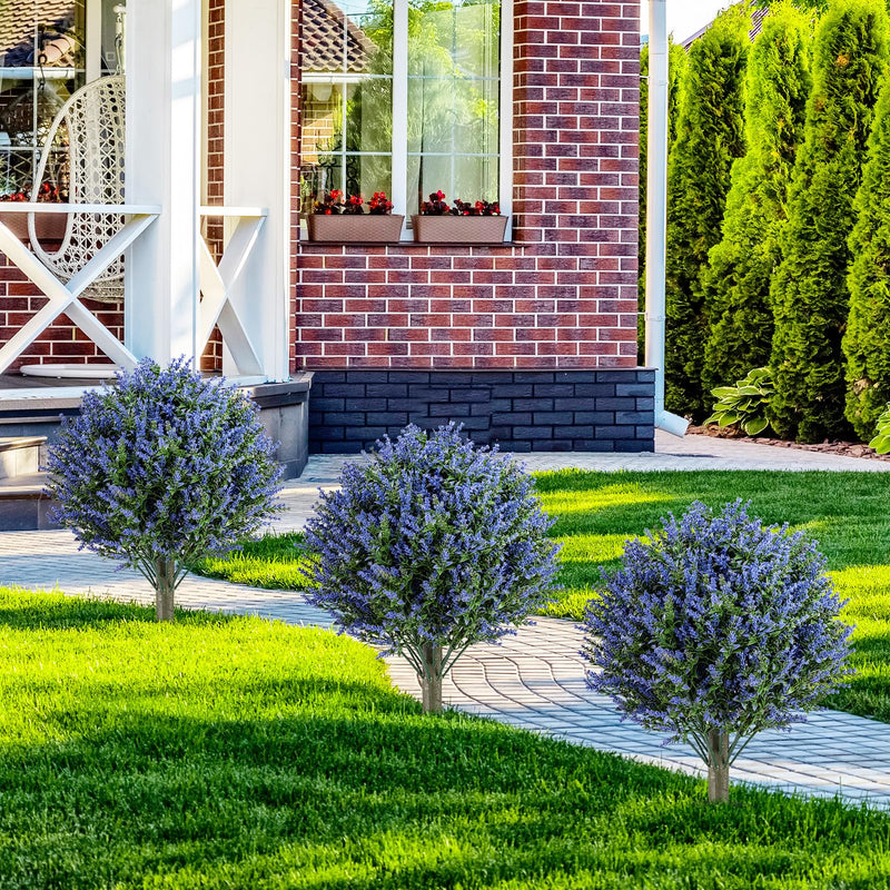 Load image into Gallery viewer, Goplus Set of 2 Artificial Lavender Topiary Ball Trees | Sun-Proof Indoor Outdoor Fake Evergreen Plants