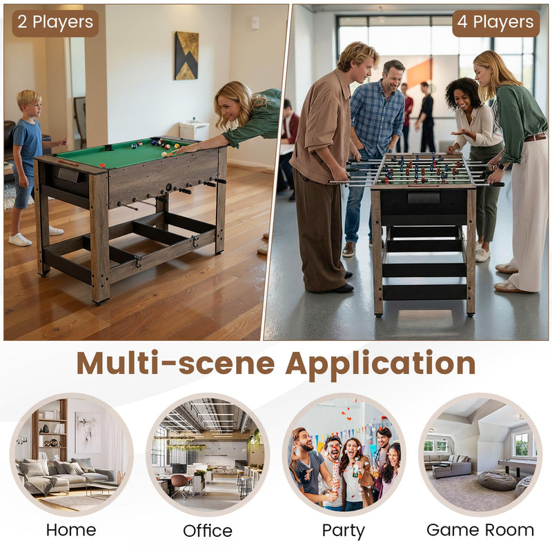 Load image into Gallery viewer, Goplus 48” Combo Game Table with Foosball & Pool for Adults