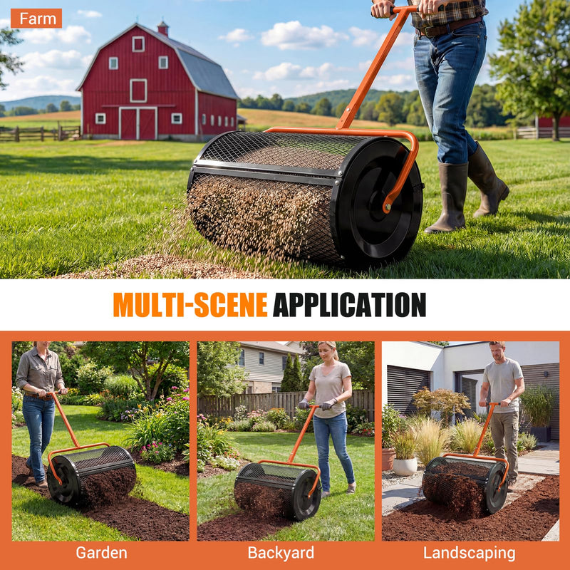 Load image into Gallery viewer, Goplus Compost Spreader 24" Peat Moss Spreader Roller