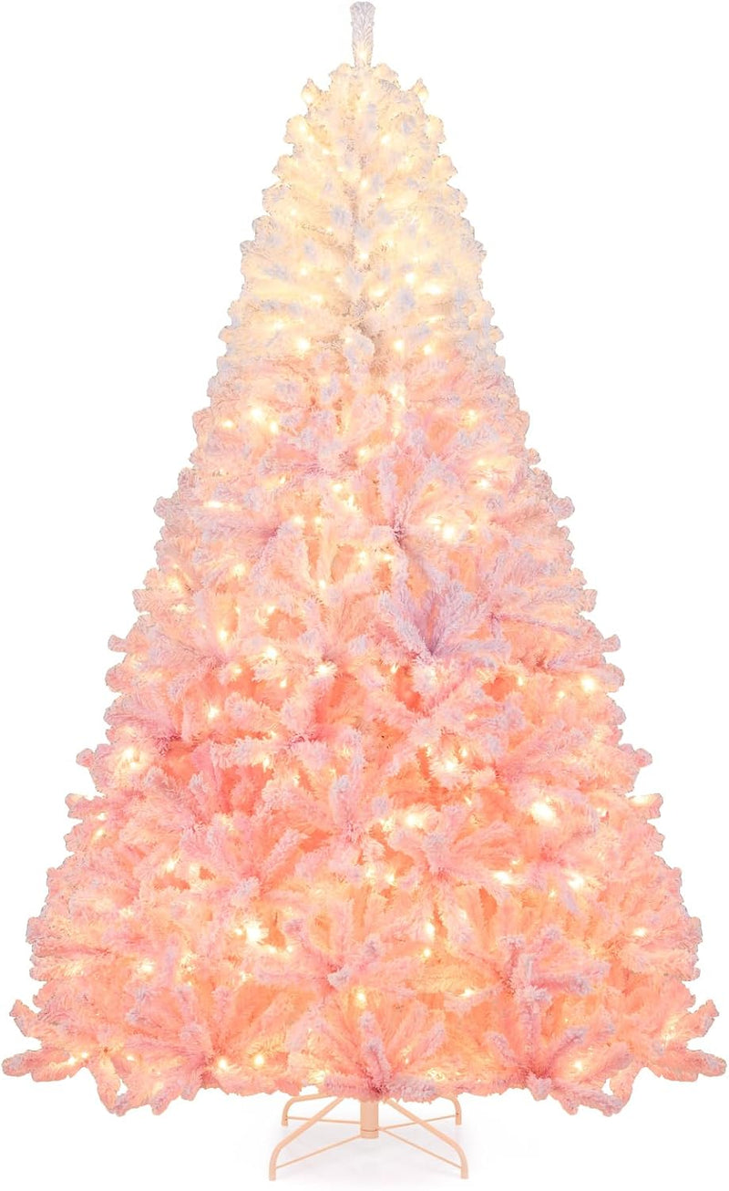 Load image into Gallery viewer, Goplus Pre-Lit Snow Flocked Christmas Tree | Artificial Hinged Xmas Full Tree