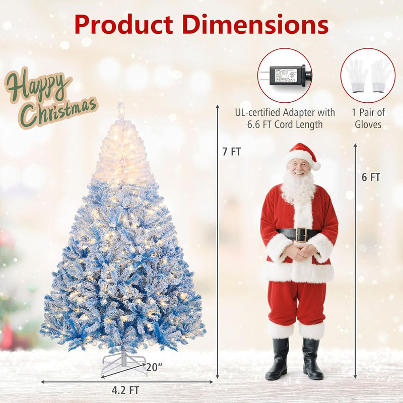 Load image into Gallery viewer, Goplus Pre-Lit Snow Flocked Christmas Tree | Artificial Hinged Xmas Full Tree