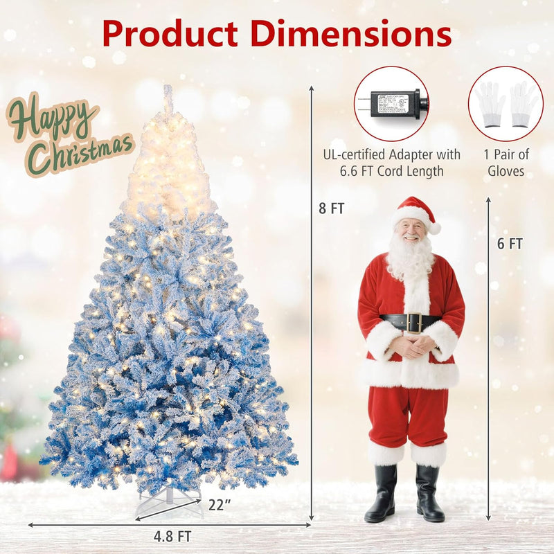 Load image into Gallery viewer, Goplus Pre-Lit Snow Flocked Christmas Tree | Artificial Hinged Xmas Full Tree