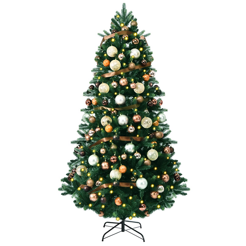 Load image into Gallery viewer, Goplus 7.5FT Pre-Lit Christmas Tree, Artificial Xmas Tree w/ 140 Golden Ornaments, 250 Replaceable LED Lights & 1100 Branch Tips - GoplusUS