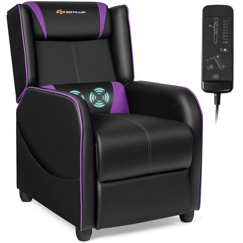 Load image into Gallery viewer, Goplus Massage Gaming Recliner Chair, Racing Style PU Leather Single Recliner Sofa with Footrest - GoplusUS